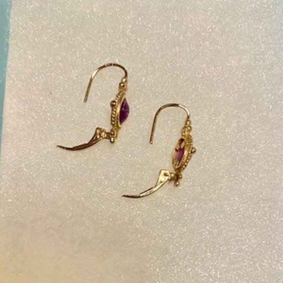 Pierced Red Coral 14K Gold Earnings - Picture 5 of 7